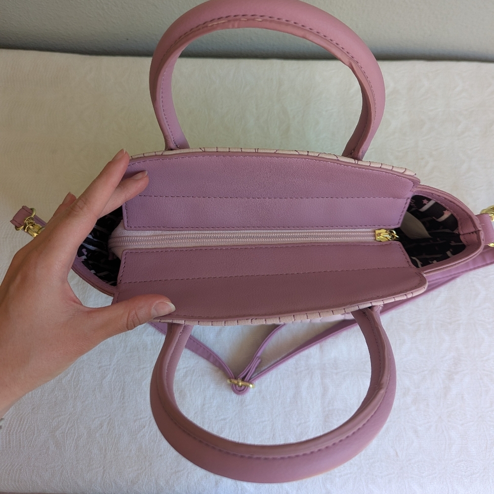 Luv Betsey Johnson Quilted Hearts Pastel Purple Crossbody Handbag Purse - Picture 9 of 15